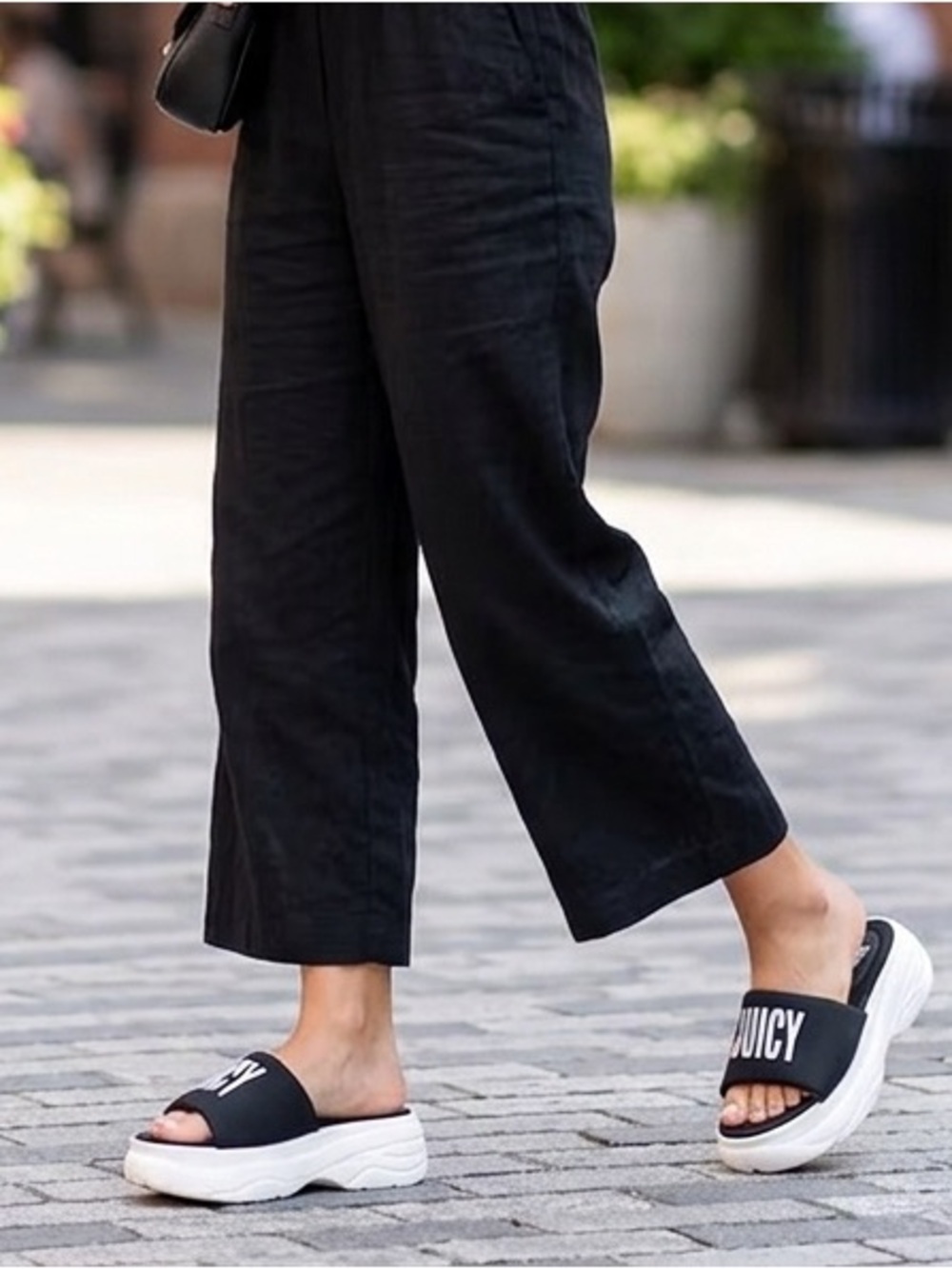 Juicy Couture Black and White Slide Sandals